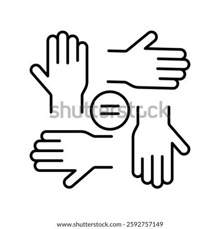 Inclusion black line icon. Vector isolated element  Diversity, Equity, and Social Integration. Editable stroke.