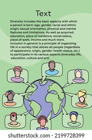 Inclusion and diversity concept banner. Multiethnic people around the globe talking to each other