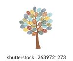 Inclusion and diversity concept clipart. Tree leaves shaped like fingerprints. Colorful fingerprints. Vector hand drawn illustration.
