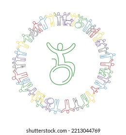 Inclusion and diversity concept. Line icon of inclusion. Line style silhouettes of people. Editable stroke.