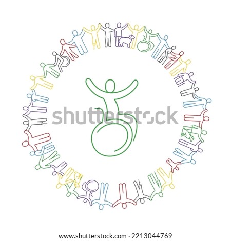 Inclusion and diversity concept. Line icon of inclusion. Line style silhouettes of people. Editable stroke.
