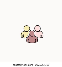 Inclusion and diversity concept. Multinational people icon. Vector one line illustration