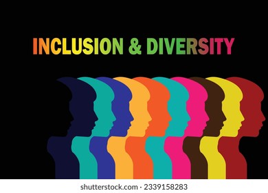 Inclusion and diversity concept. Silhouette of a group of people. Vector illustration Suitable for logo, website, greeting card, poster and banner