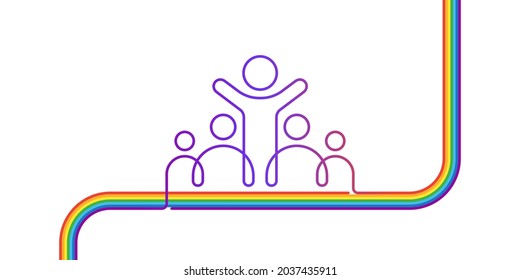 Icono de equidad de cultura de inclusión y diversidad. Grupo de personas con igualdad de género. Infografía de inclusión con la bandera del orgullo LGBT. Derechos de las personas con discapacidad, equidad social e igualdad de género. vector LGBT