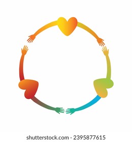 Inclusion and diversity culture equity logo. People hold hands with gender equality icon witl love and hand