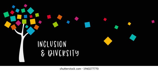 Inclusion and diversity infographic tree vector set, multi color leaves represent inclusion and diversity social	