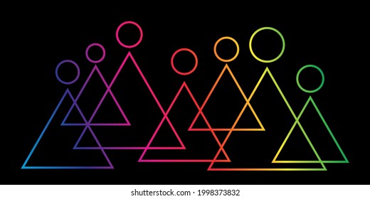 Inclusion and diversity infographic vector set, people vector logo for website, banner gay pride 2021 concept, vector isolated on black background 