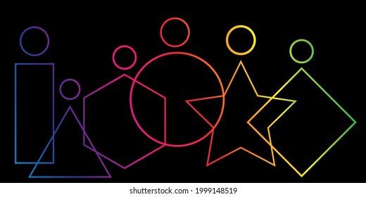 Inclusion and diversity infographic vector set, people vector logo for website, banner gay pride 2021 concept, vector isolated on black background 