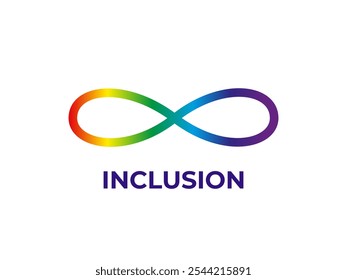 Inclusion icon abstract concept. Gradient infinity sign. Diversity and inclusivity. Logo idea. Background with text inscription.
