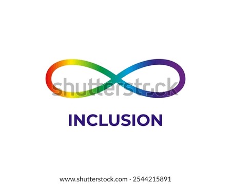 Inclusion icon abstract concept. Gradient infinity sign. Diversity and inclusivity. Logo idea. Background with text inscription.