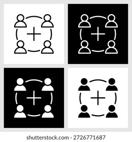 Ícone de inclusão com plano de fundo preto-e-branco
