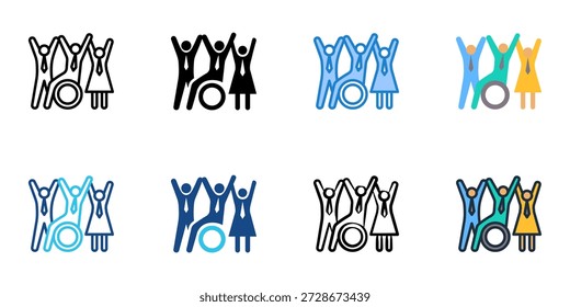 Inclusion icons set multiple style collection. Editable stroke 
