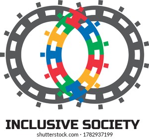 Inclusion Logo Made Of Multicolored Puzzle Pieces