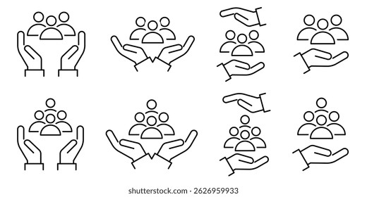 Inclusion Social Equity Icon set. Help or support Employee. Gender Equality Symbol on white background. Vector illustration.