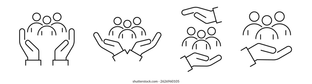 Inclusion Social Equity Icon set. Help or support Employee. Gender Equality Symbol.