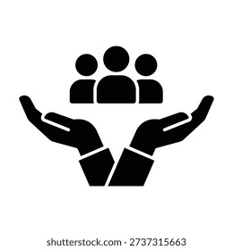 Inclusion social equity icon. Simple glyph style. Help, support, gender equality, community care, age and culture diversity. People group save solid, silhouette vector illustration. EPS 10.