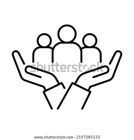 Inclusion social equity icon. Simple outline style. Help, support, gender equality, community care, age and culture diversity. People group save thin line vector illustration. EPS 10.