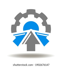 Símbolo de inclusión. Engranaje con flechas dentro del icono vector.