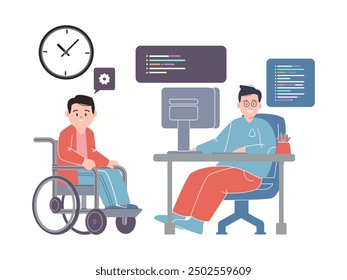 inclusion at a workplace equality disable disability person special together illustration