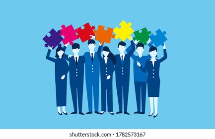 
Inclusion,Illustration of people with colorful puzzles,lgbtq image,vector illustration