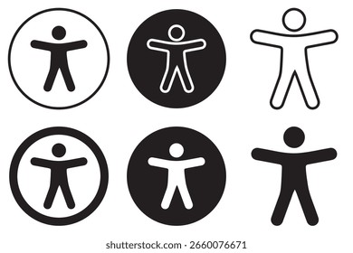 Conjunto de iconos de accesibilidad inclusiva: Colección de símbolos de discapacidad, silla de ruedas, audición y ayuda visual	