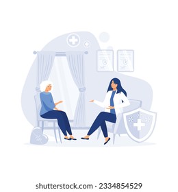 inclusive daily life,  Prioritizing Senior Health and Well-being, flat vector modern illustration