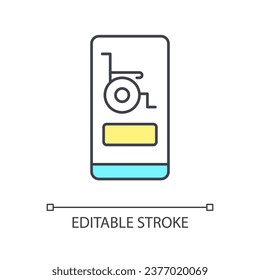 Diseño inclusivo para usuarios con discapacidades Icono de color RGB. Empatía radical en UX. Mejorar el producto digital. Ilustración vectorial aislada. Dibujo de línea simple relleno. Trazo editable. Tipo de letra arial utilizado