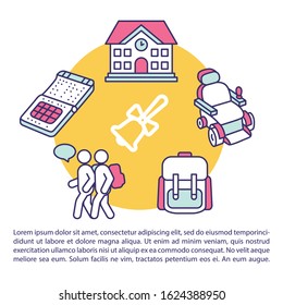 Inclusive education concept icon with text. Equal access to knowledge for all members of society. PPT page vector template. Brochure, magazine, booklet design element with linear illustrations