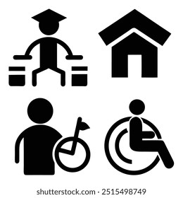  Inclusive Education Icons - Equal Learning Opportunities Vector Illustration