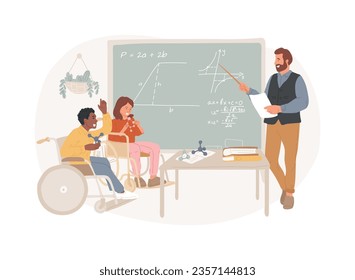 Inclusive education isolated concept vector illustration. Inclusive classroom, education for children with special needs, communicative competence, diversity school program vector concept.