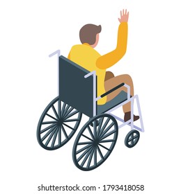 Inclusive education wheelchair boy icon. Isometric of inclusive education wheelchair boy vector icon for web design isolated on white background