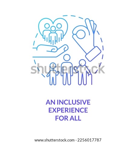 Inclusive experience for all blue gradient concept icon. Increase guest satisfaction in hotels abstract idea thin line illustration. Accommodation. Isolated outline drawing. Myriad Pro-Bold font used