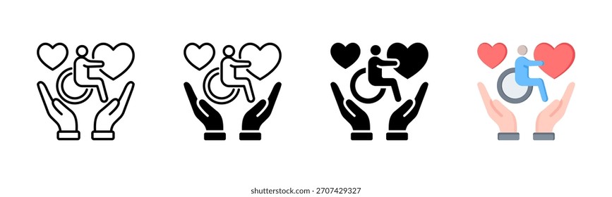 Icono inclusivo, conjunto de iconos de estilos múltiples