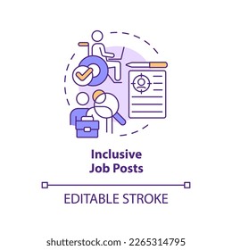 Inclusive job posts concept icon. Diversifying pipeline of candidate abstract idea thin line illustration. Isolated outline drawing. Editable stroke. Arial, Myriad Pro-Bold fonts used