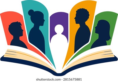 Inclusive Knowledge People Reading Concept Vector.
Open Book Student Diversity Educational Graphic.
Multicultural Education Literacy Awareness Design.
School Learning Inclusion Human Silhouette Artwork.
