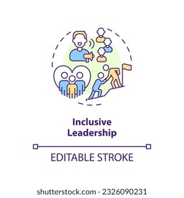 Inclusive leadership concept icon. Fair treatment. Safe environment. Cultural competence. Diversity training abstract idea thin line illustration. Isolated outline drawing. Editable stroke