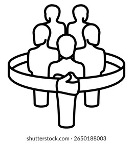 Inclusive Leadership icon represented by hands hugging group Line style.