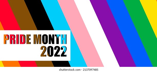 Inclusive Pride Background With Progress Pride Flag Colors. LGBTQ Rainbow Flag With Pride Month 2022