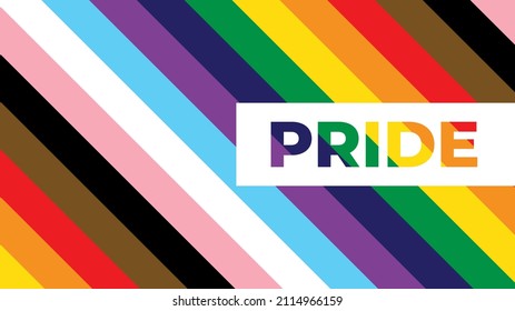 Inclusive Pride Background With Progression Pride Flag Colours. Rainbow Stripes Wallpaper In Gay Pride Colours