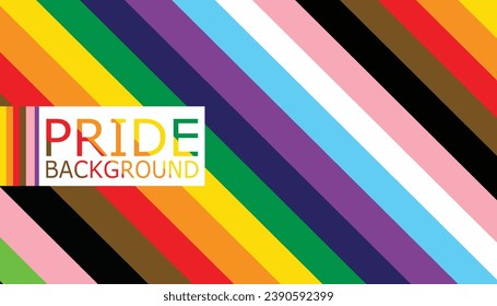 Inclusive Pride Background with Progression Pride Flag Colors. Rainbow Stripes Wallpaper in Gay Pride Colors