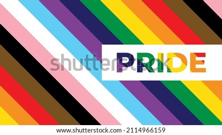Inclusive Pride Background with Progression Pride Flag Colours. Rainbow Stripes Wallpaper in Gay Pride Colours
