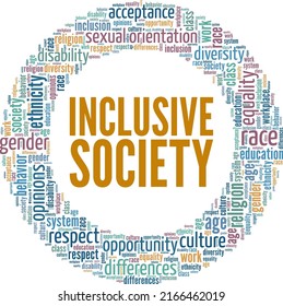 Inclusive Society word cloud conceptual design isolated on white background.	