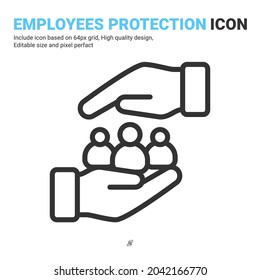 An inclusive workplace icon vector with filled outline style isolated on white background. Vector simple element illustration employees protection sign symbol icon concept for business. Editable color