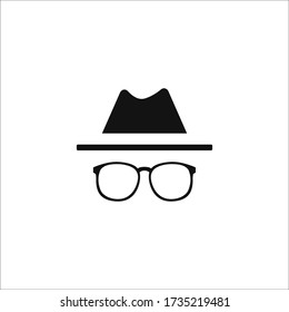 Incognite mode icon.Spy agent illustration.Private browsing vector symbol