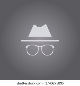 Incognite mode icon.Spy agent illustration.Private browsing vector symbol