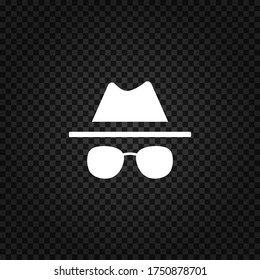 Icono de modo de incognita.Ilustración del agente espía.Símbolo del vector de exploración privada
