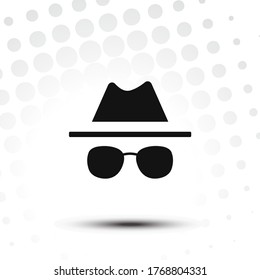 Incognite mode icon.Spy agent illustration.Private browsing vector symbol