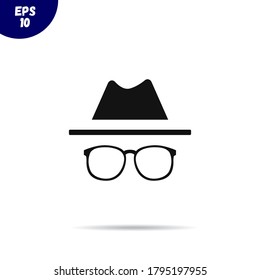 Incognite mode icon.Spy agent illustration.Private browsing vector symbol