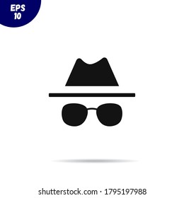 Incognite mode icon.Spy agent illustration.Private browsing vector symbol