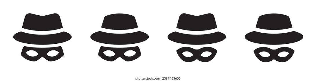 Icono de Incognito. Icono anónimo, ilustración vectorial.